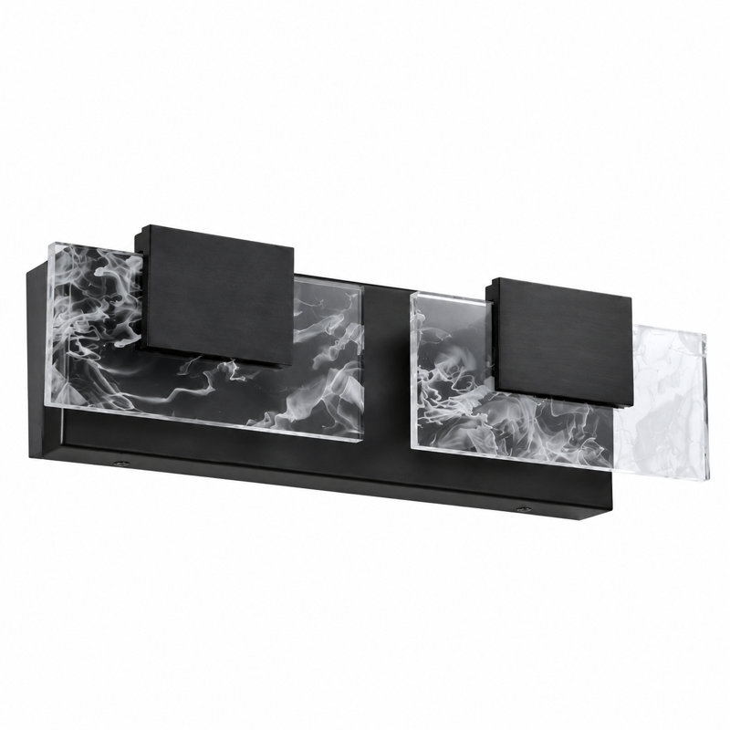 2-Light Modern Bathroom Vanity Light, Matte Black