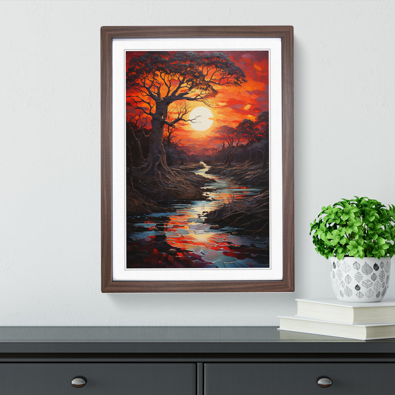 Sunset Modern - Single Picture Frame Print on Wood, Walnut, 46" H x 34" W x 2" D