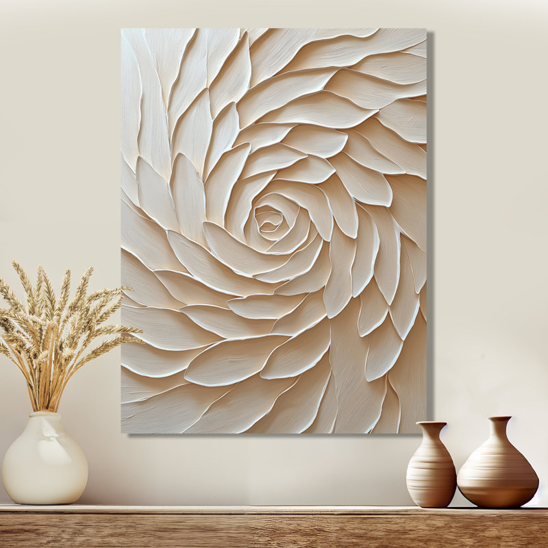 Beige Radiant Swirl Vortex I - Botanicals Metal Wall Art Decor, Modern Metal Print, 20" H x 12" W x 0.84" D
