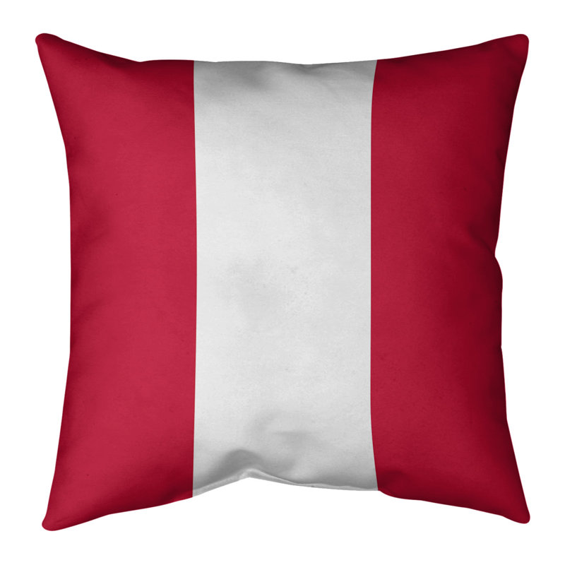 Coussin décoratif , 16 po x 1 po, Rouge / Blanc, Sergé de coton