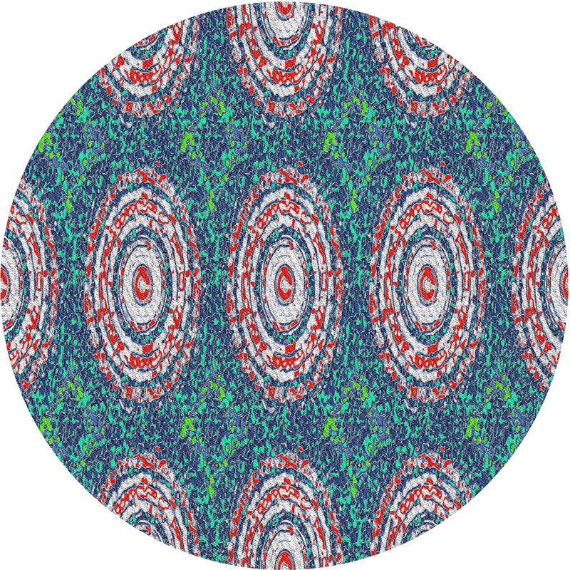 Tapis bleu ciel / rose, Rond 6 pi