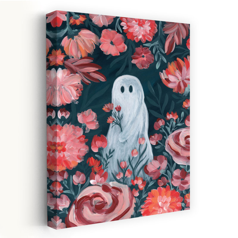 Fantôme parmi les fleurs, art floral contemporain, H 48 po x l 32 po