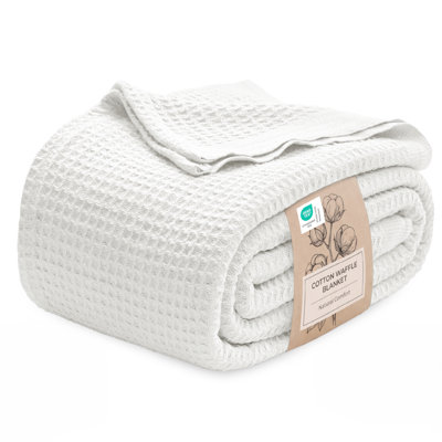 Bedsure Cotton Waffle Weave Throw Blanket