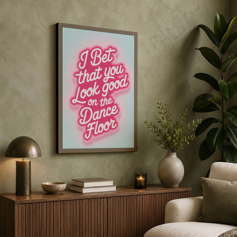 Dance Floor Neon Retro - Wrapped Canvas, 18x12 - 45.7 x 30.5 cm, Sage Border