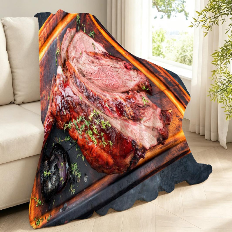 Jeté en molleton transparent ultra doux en flanelle, barbecue tranché mariné d'un côté, Jeté 40 po x 50 po