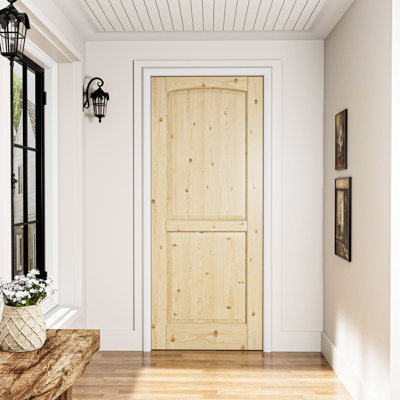 Porte standard 2 panneaux en bois de pin teinté intérieur style français