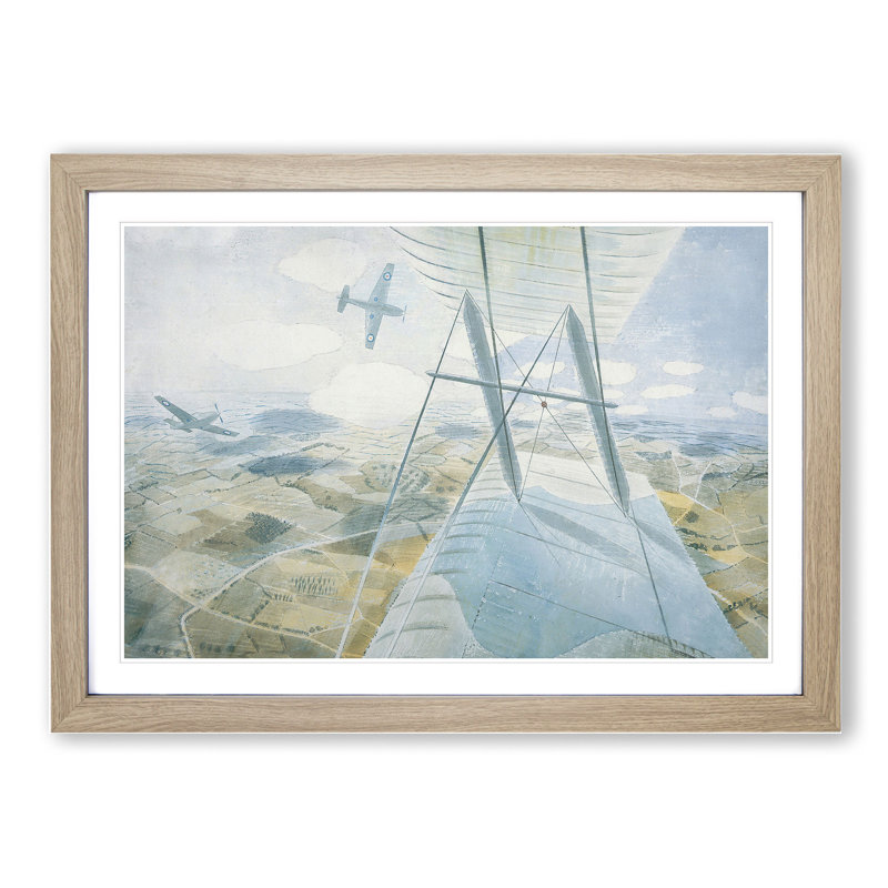 Hurricane in Flight by Eric Ravilious - Picture Frame Painting, Oak Framed, 27cm H x 36cm W x 2cm D