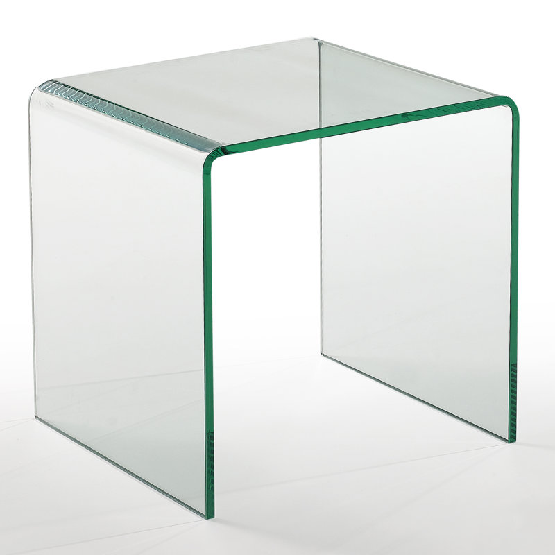 Waterfall Tempered Glass End Table, No