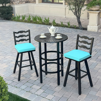 Aluminum 3-Piece Patio Bar Set with 30'' Round Bar Table