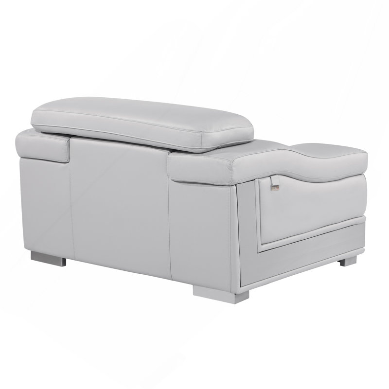 Chaise en cuir fleur, Gris clair
