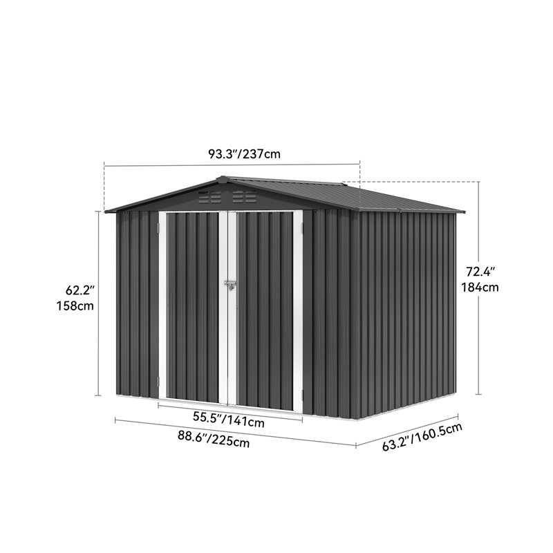Remise de rangement en acier galvanisé, Gris