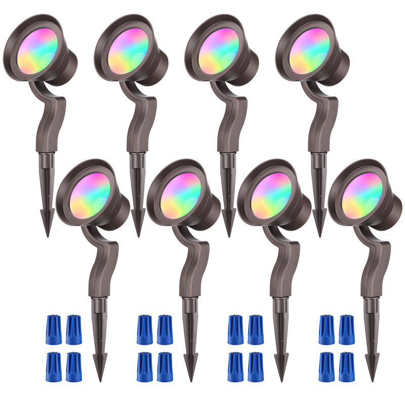 9W RGBCW LED Landscape Spotlights Outdoor, 12-24V Low Voltage Color Changing Wall Wash Lighting
