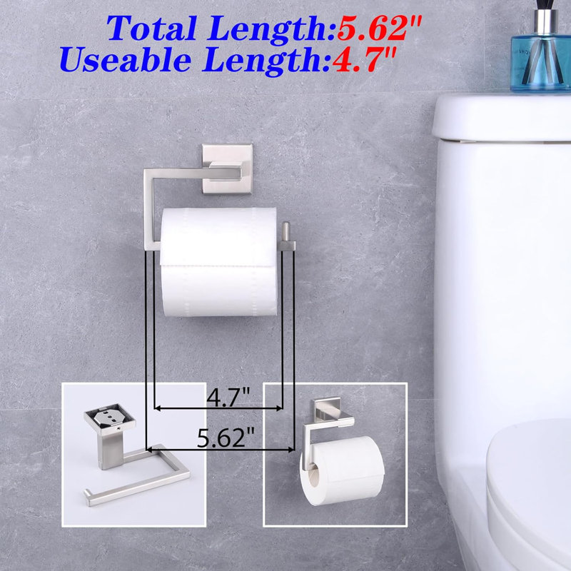 Brushed SUS304 Stainless Steel Bathroom Hardware Set - 2-Piece Shower Accessories With Toilet Paper Holder And Towel Ring, Contemporary Style
