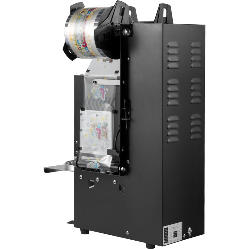 Machine de scellage de gobelet semi-automatique, scelleuse de gobelet 300-500 t / h, scelleuse de gobelet Boba noire, scelleuse de gobelet Boba de diamètre 90 / 95mm avec panneau de contrôle pour thé au lait