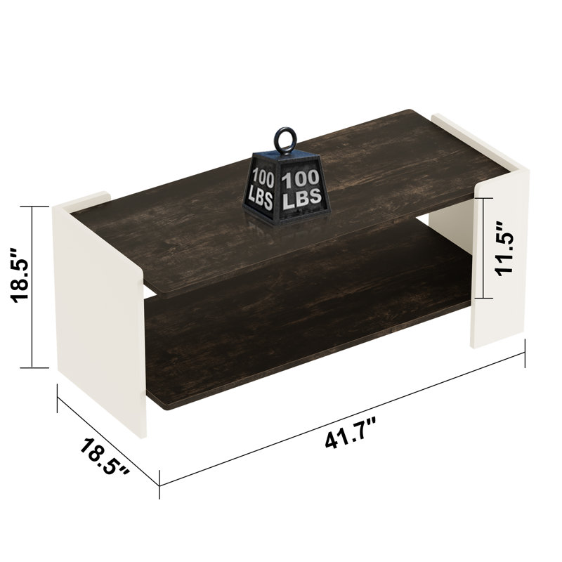 Torron Modern Coffee Table with Storage, Black/White