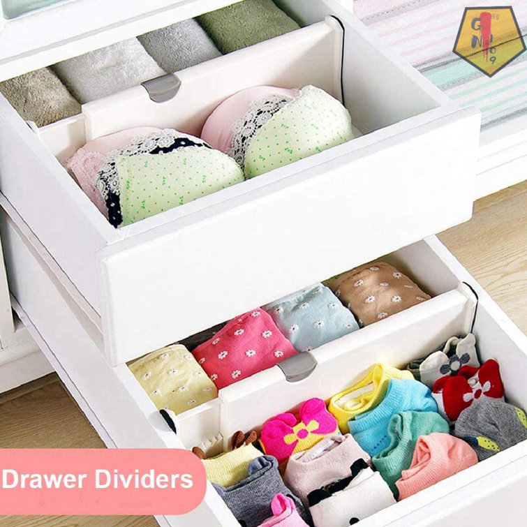 Drawer Dividers Organizer 4 Pack, Adjustable Separators 4 High Expandable  from 11-17 for Bedroom, Bathroom, Closet,Clothing, Office, Kitchen