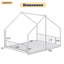 Cadre de lit double pour enfant avec bandes lumineuses à DEL, cadre de lit en fer en forme de toit, blanc
