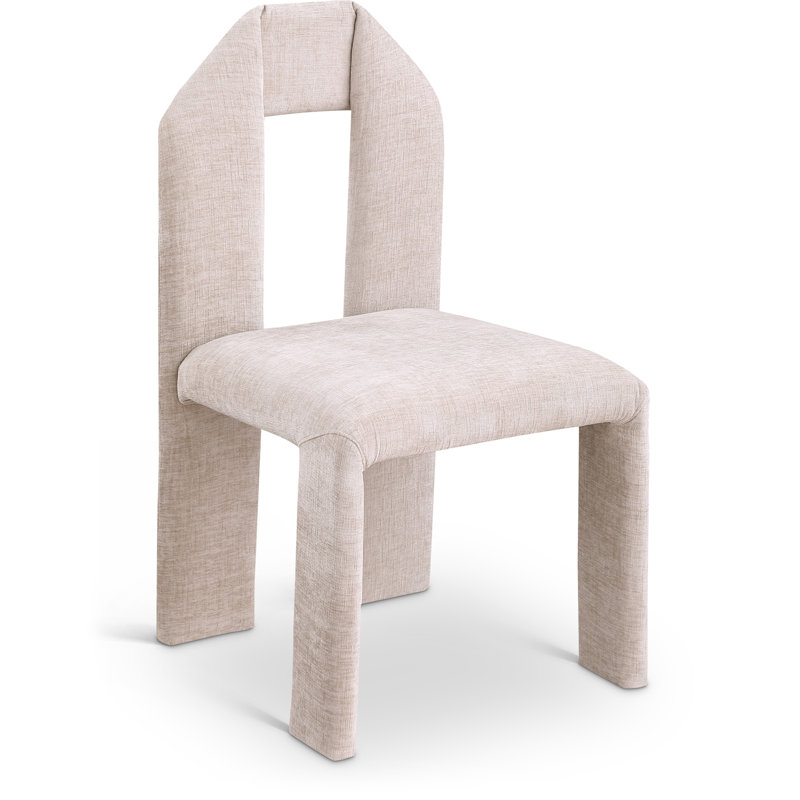 Chaise rembourrée Bennett, Tissu chenille beige