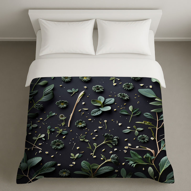 Housse de couette florale Greenery Bedding, Grand lit