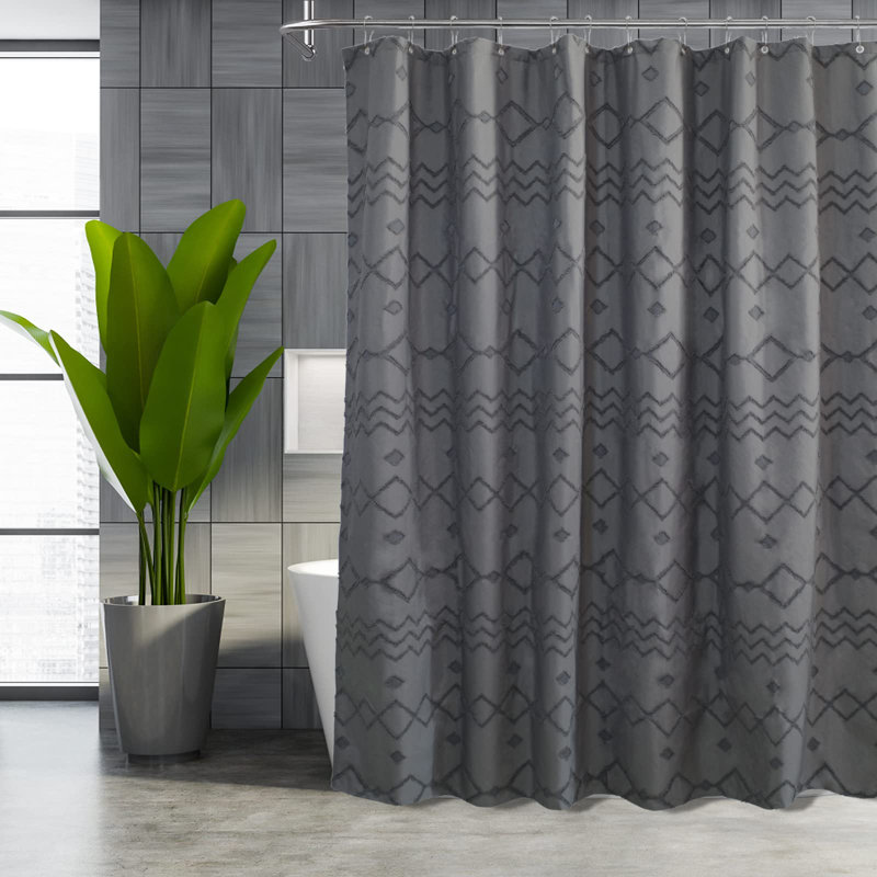 Jasielle Chevron Shower Curtain with Hooks Included, 72" H x 72" W, Gray