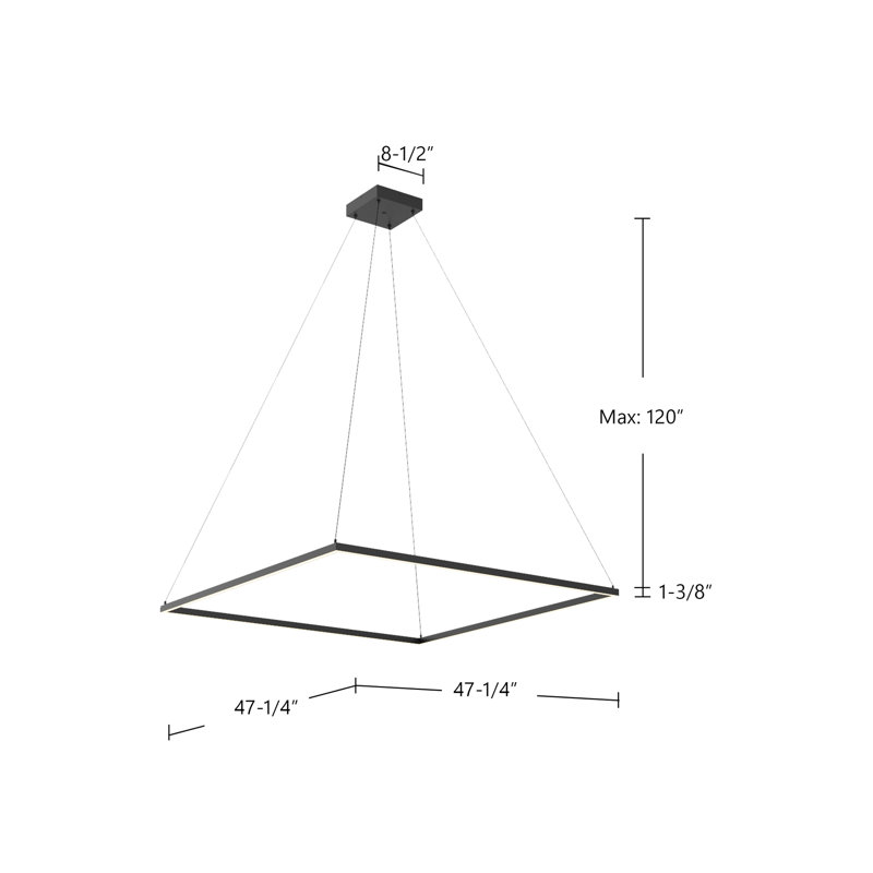 Piazza 1 - Light LED Pendant, 1" H x 47.25" W x 47.25" D, Black