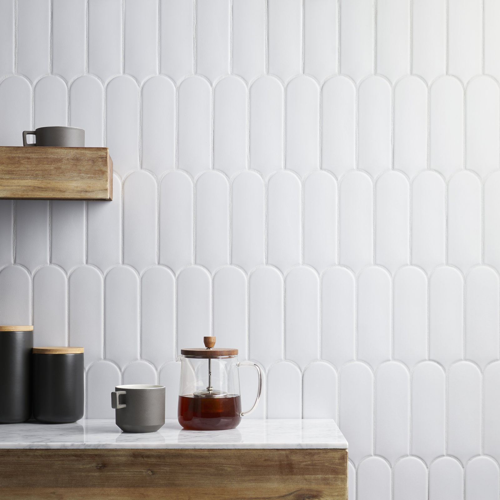 Airy 2.83 in. x 7.67 in. Fishscale Matte Ceramic Wall Tile (5.15 Sq. Ft. / Case), Mist Gray