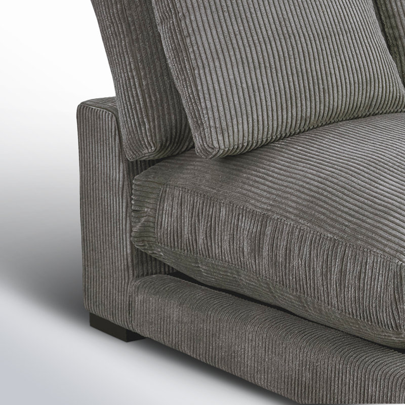 Fauteuil de chambre rembourré Lonsdale, Velours côtelé gris