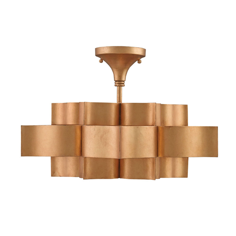 Grand Lotus 1 - Light Antique Gold Leaf Unique/Statement Pendant