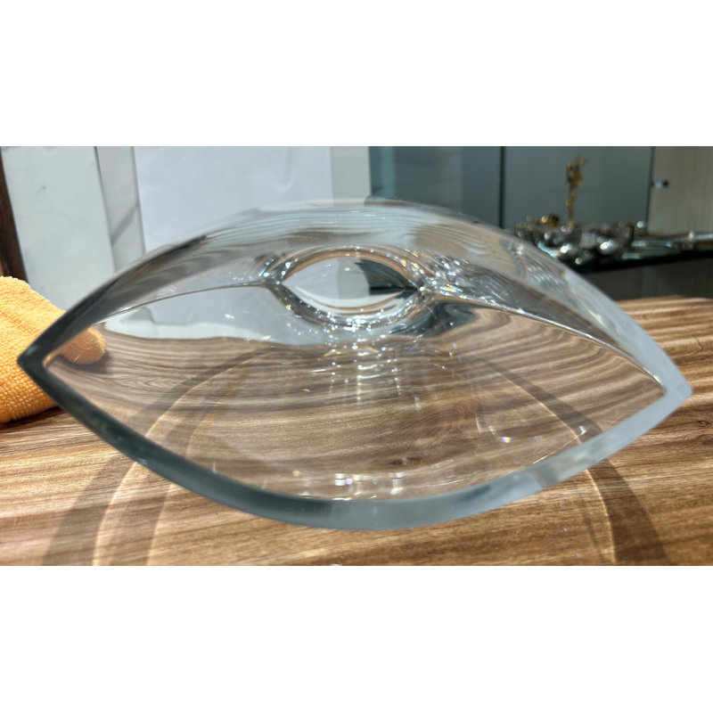 Handmade Lead Free Crystal Table Vase, 11.75" H x 8" W x 4" D
