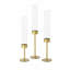 Ensemble de 3 bougeoirs ouragan, chandeliers en verre à base en fer, hauteurs étagées pour centre de table de mariage-134701041