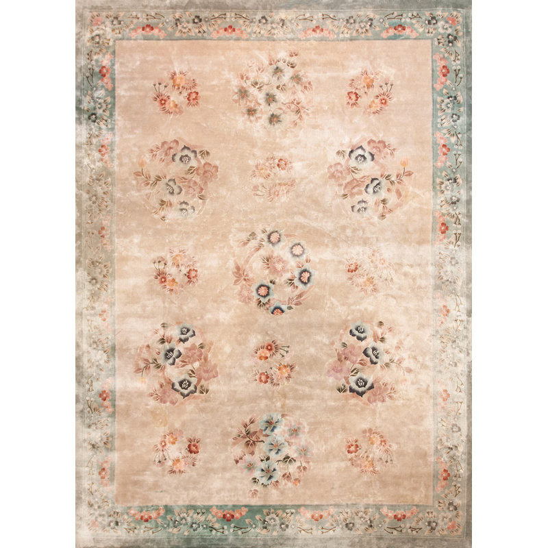 Tapis chinois rétro en soie crème rétro