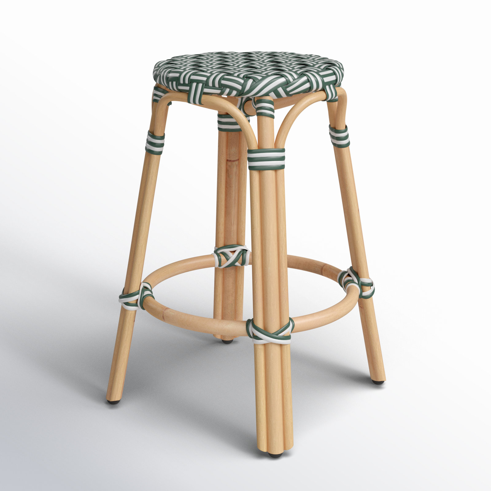 Alastair Bar & Counter Stool, Counter Stool (24" Seat Height), Green/White Narrow Stripe