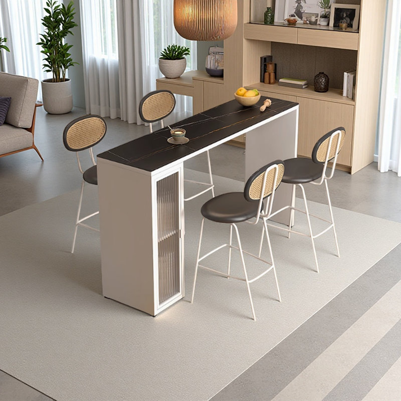 Table de bar moderne de style moderne, Noir / blanc, H 41,3 po x L 78,7 po x l 15,7 po, Noir / blanc