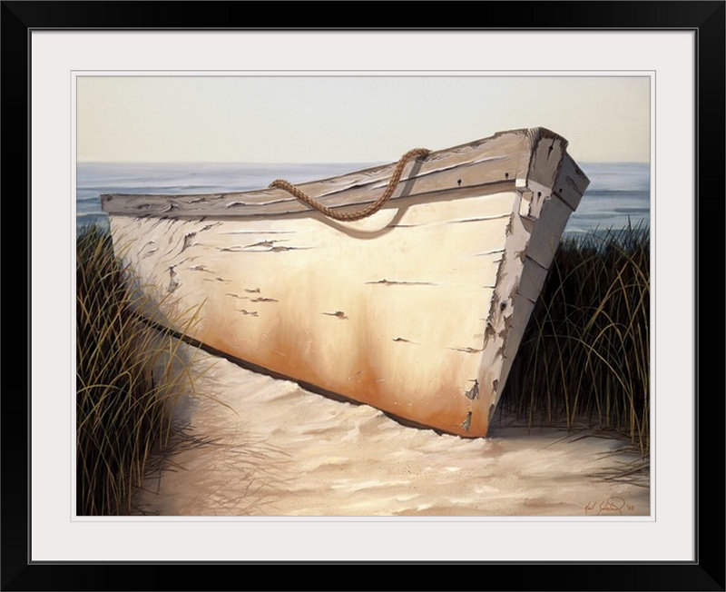 «karl soderlund, reproduction d’art White Boat, Cadre noir, H 20 po x l 24 po x P 1 po