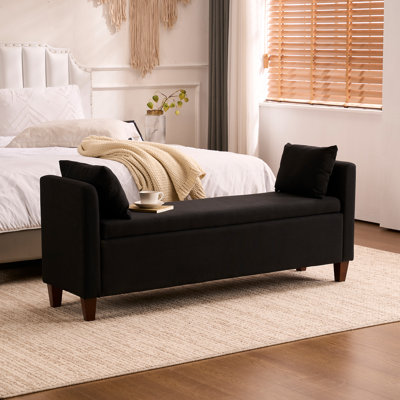 Pouf de rangement rembourrÃ© avec accoudoirs Shaneta, 140 cm
