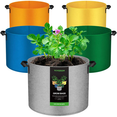 Fabric Coloured Mixed-size Grow Bags with Handles(5-Pack)