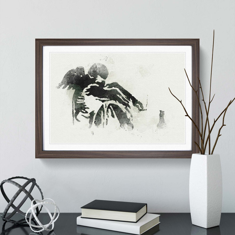 Drunken Angel by Banksy - Picture Frame Graphic Art Print, Walnut Framed, 62cm H x 87cm W x 2cm D
