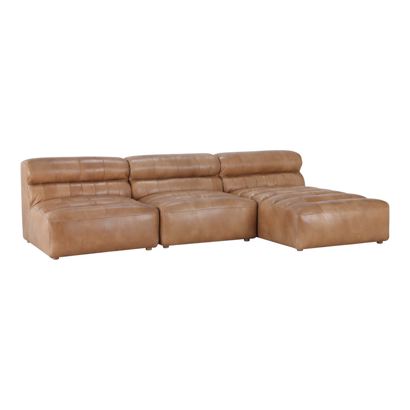 Ramsay Modular Chaise Sectional, Brown Top Grain Leather