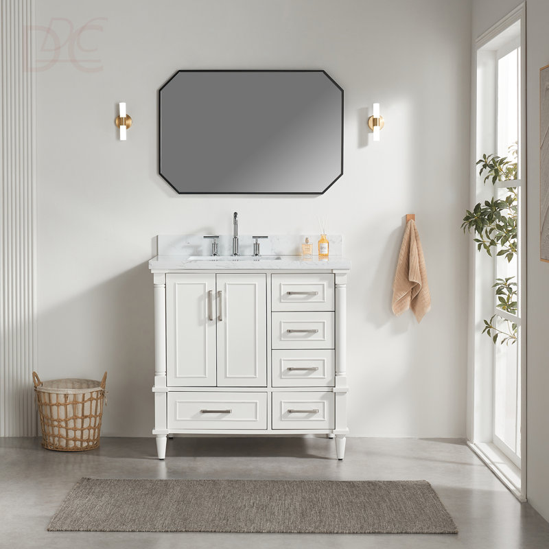 Ensemble de meuble-lavabo simple autoportant 36 po avec 2 poignées entièrement assemblé