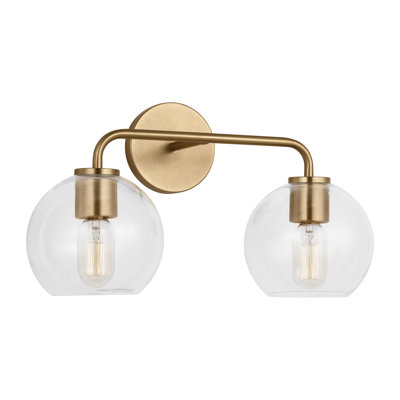 Childerley 17.5" W 2-Light Steel Vanity Light with Glass Globe Shades