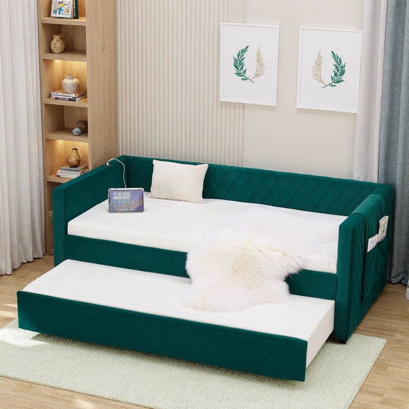 Lit de jour en velours Emerald, Green