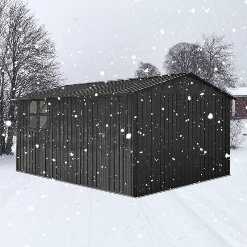 Remises de jardin en métal durable, design industriel noir pour le rangement extérieur