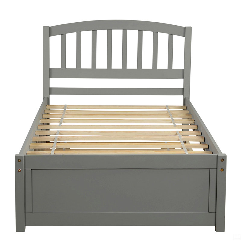 Base de lit simple avec lit gigogne en bois, Gris