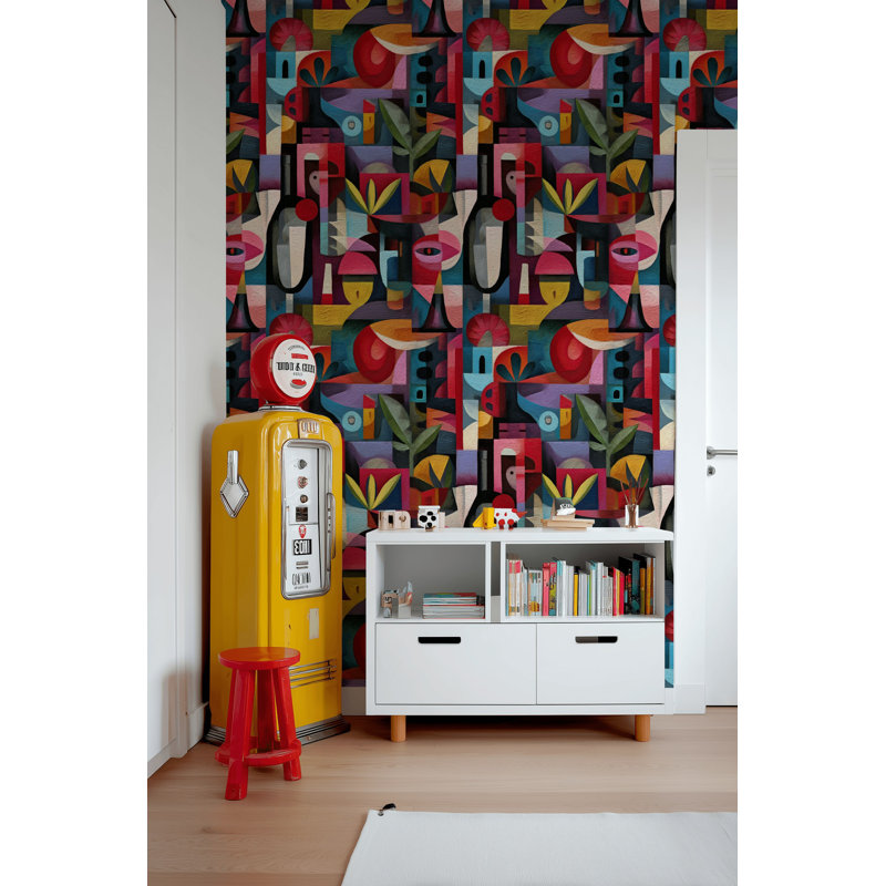 Papier peint géométrique abstrait mural