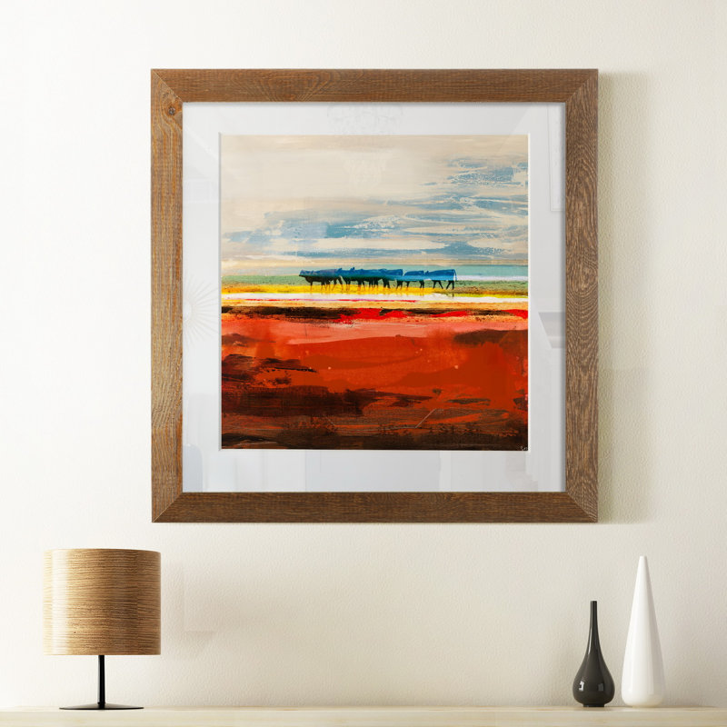 Bétail du Texas-reproduction d’art sur papier encadrée, H 17 po x l 17 po x P 1,5 po, Cadre en érable