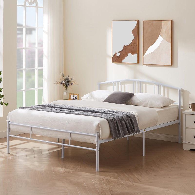 Structure de lit en acier 37,2 po Breeona, Blanc
