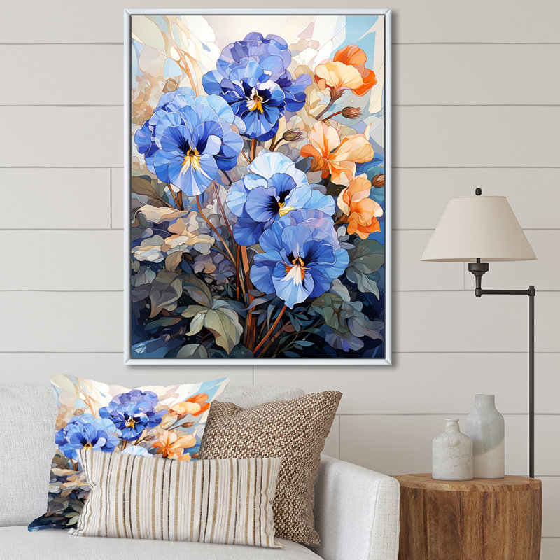Vibrant Pansy Medley III, Cadre flottant blanc, H 20 po x l 12 po x P 1 po