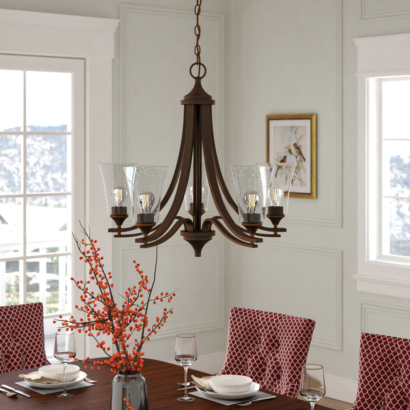 Natalie 5 - Light Dimmable Classic / Traditional Chandelier, Rubbed Bronze