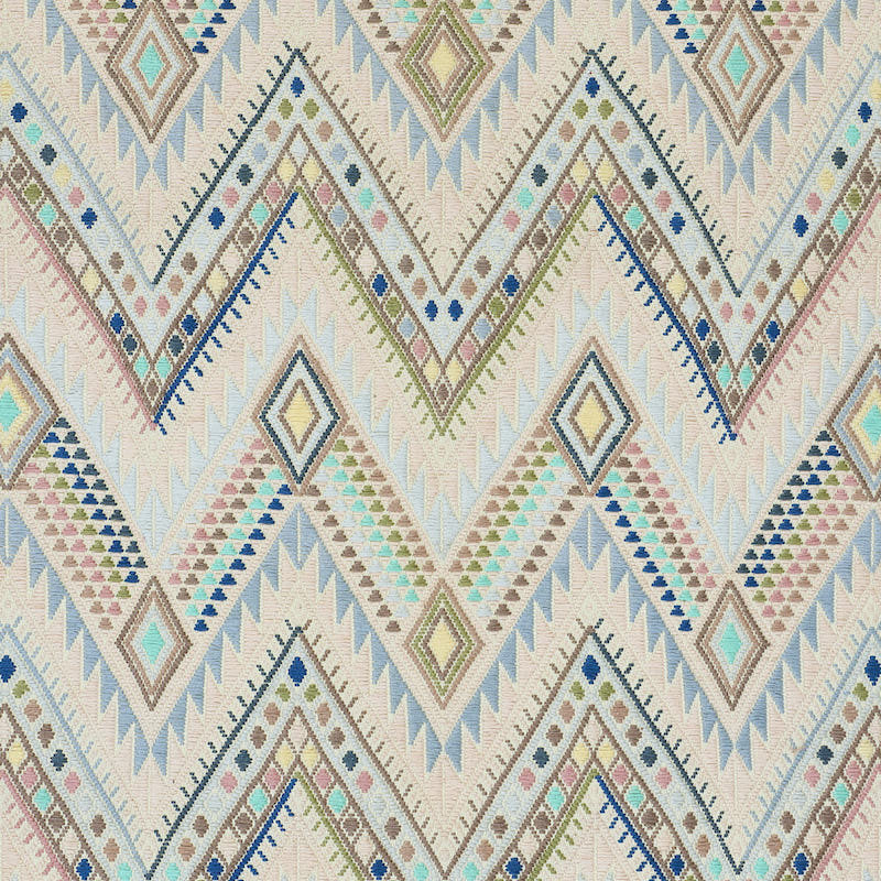 Schumacher x A Rum Fellow Coyolate Hand Woven Brocade Fabric, Arctic