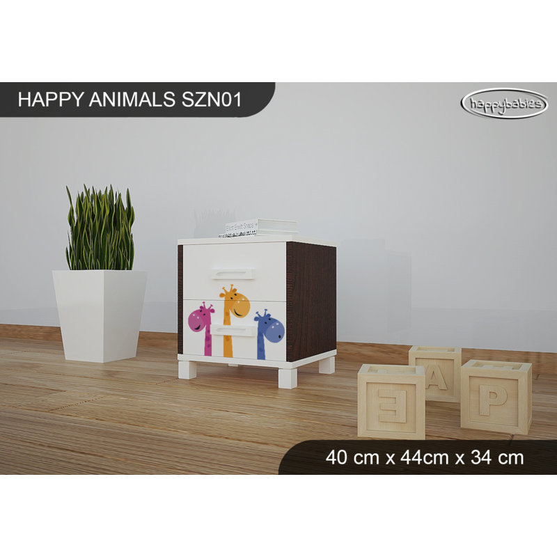 2 Drawer Nightstand, White/Chestnut